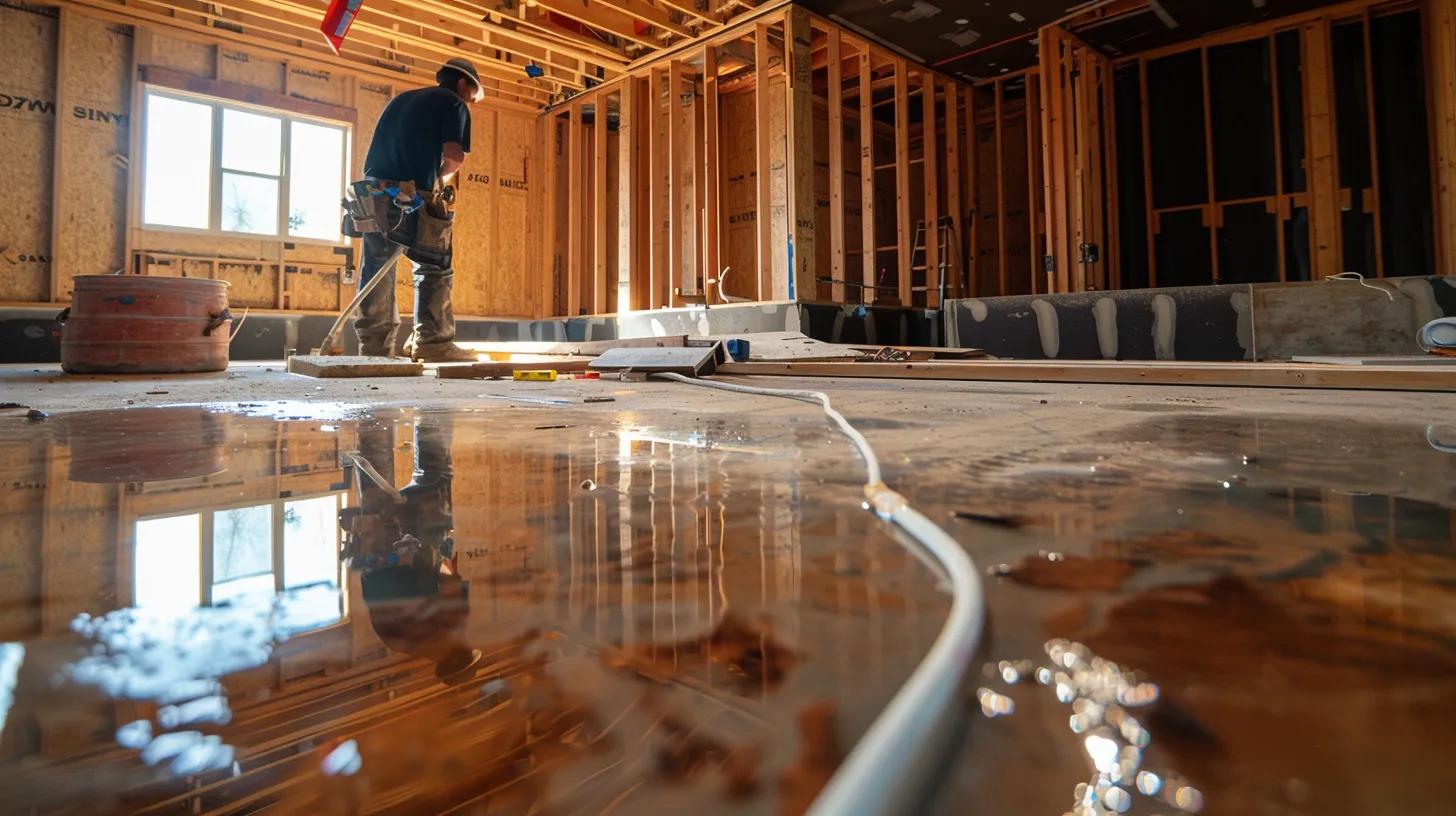 a professional contractor inspects a modern home's foundation in connecticut, showcasing various waterproofing materials and tools in a well-lit, organized work environment, emphasizing the importance of tailored solutions for water damage.